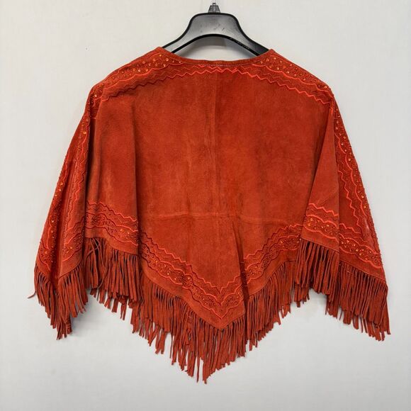 Vintage Newport News Suede Leather Poncho Western Cape SM Small Medium D052 -12 - Picture 14 of 16